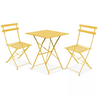Table bistrot de jardin et 2 chaises pliantes, Rome - Multicolore