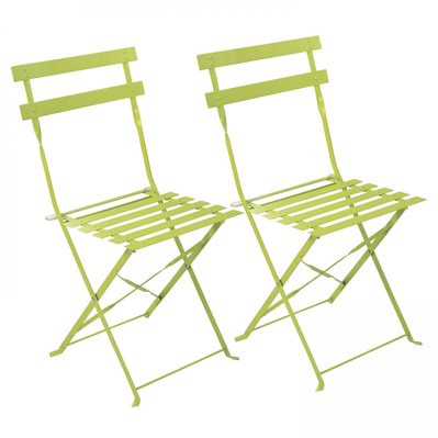 Table de jardin et 2 chaises acier vert - 103653 - 3663095015440