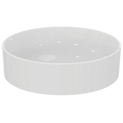 Lot Vasque à poser ronde Conca 45 cm blanche + Mitigeur lavabo réhaussé Tesi chrome - T369601_A6576AA - 3701068215760