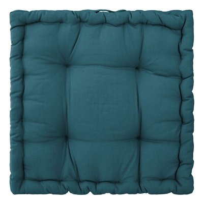 Coussin de sol carré en coton à motif Otto - 38 x 38 - Bleu Canard - 514344 - 3560238336496