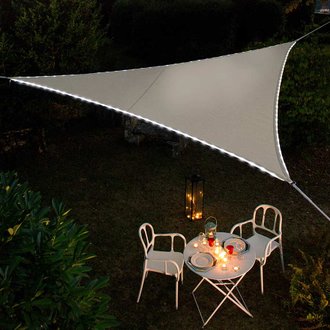 Voile d'ombrage triangulaire Leds solaires 3,60 x 3,60 x 3,60 m Taupe
