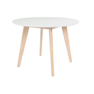 Table scandinave ronde blanc et bois D100 cm LEENA
