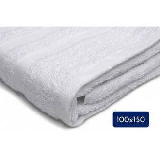 Drap de bain uni 100x150cm 100% coton - 500g/m2 - Blanc