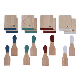 Set d'accessoires pour raclette - 8 spatules en bois + 8 planchettes en bois