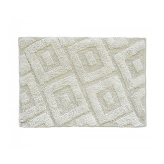 Tapis de bain uni tufté 100% coton 1800g/m2 - Blanc - 60x90 cm