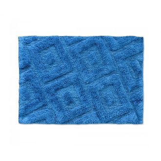 Tapis de bain uni tufté 100% coton 1800g/m2 - Bleu - 60x90 cm