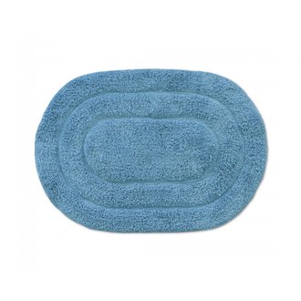 Tapis de bain uni tufté - Ovale 100% coton 1500g/m2 - Bleu ciel - 60x90 cm