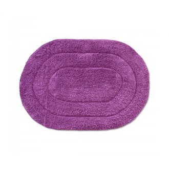 Tapis de bain uni tufté - Ovale 100% coton 1500g/m2 - Violet - 60x90 cm