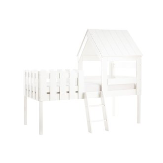 Lit cabane enfant avec sommier en bois blanc NESTY HOUSE