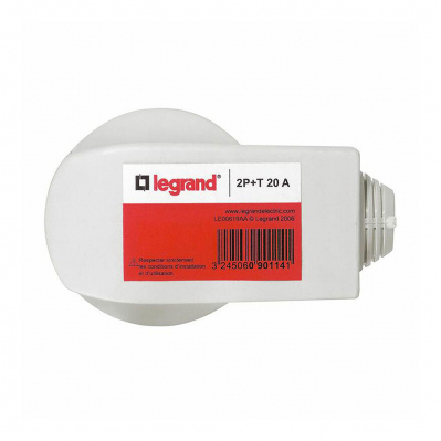 Fiche Legrand - avec serre-câbles avec étiquette avec gencod  - 2P+T - 20A - 380V  - 3245060901141 - 3245060901141