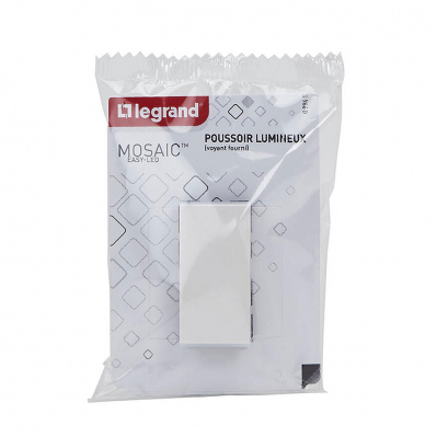Bouton poussoir lumineux Legrand Mosaic - 6A - 1 module - blanc - 3414971680012 - 3414971680012