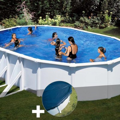 Kit piscine acier blanc Gré Bora Bora ovale 6,34 x 3,99 x 1,22 m + Bâche hiver - 17620 - 7061256874510