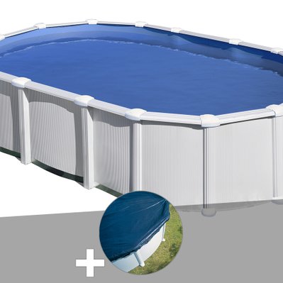 Kit piscine acier blanc Gré Atlantis ovale 6,34 x 3,99 x 1,32 m + Bâche hiver - 18177 - 7061257820394