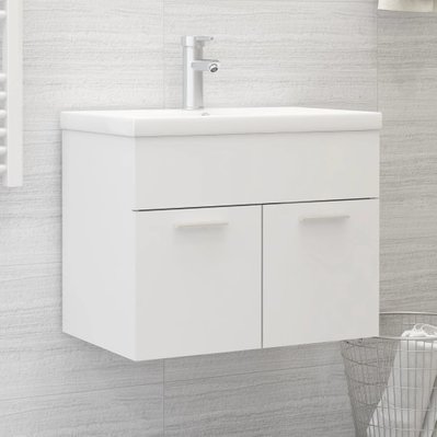 vidaXL Armoire d'évier avec lavabo intégré Blanc Aggloméré - 3070820 - 8720286370605