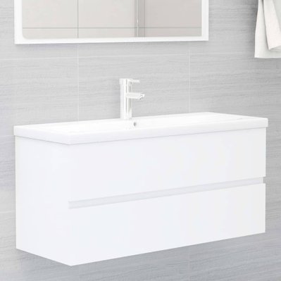 vidaXL Armoire d'évier avec lavabo intégré Blanc Aggloméré - 3071567 - 8720286378076