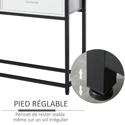 Console design 2 tiroirs métal noir panneaux particules blanc - 837-099 - 3662970076354