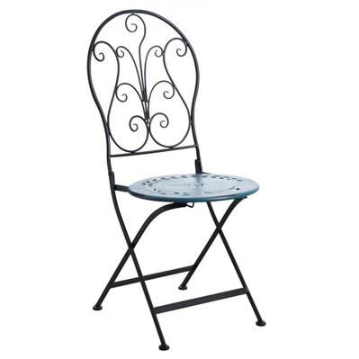 Chaise de terrasse pliante en métal bleu - 23087 - 3238920772616
