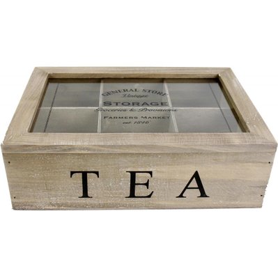 Boîte à thé en bois General store 24x17 cm - 47976 - 5024418633297