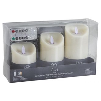 Coffret 3 bougies à LED parfumées avec télécommande Vanille