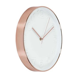 Horloge ronde cuivrée et blanche 30.5 cm