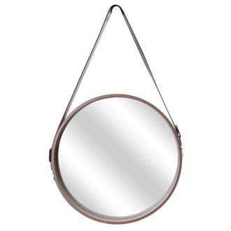 Miroir rond avec anse imitation cuir Barber 40 cm