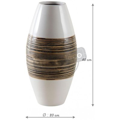Vase en bambou naturel et laqué blanc M1 - 24376 - 3238920786392