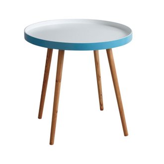 Table d'appoint en bois et MDF laqué bleu