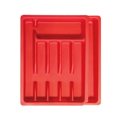 Range couverts ajustable en plastique rouge - 31752 - 3700866300012