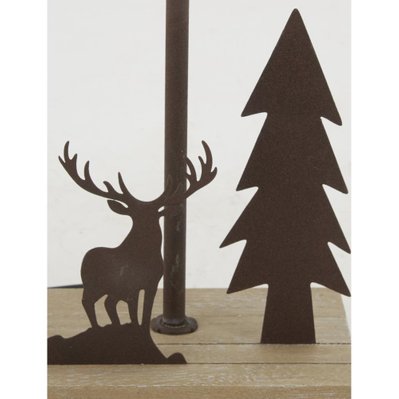 Lampe en métal et bois décor Forêt 1 cerf + 1 sapin - 51560 - 3238920816396