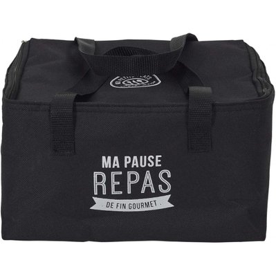 Lunch bag fraicheur 2.6 litres noir inscription "ma pause repas" - 51746 - 3700866342371