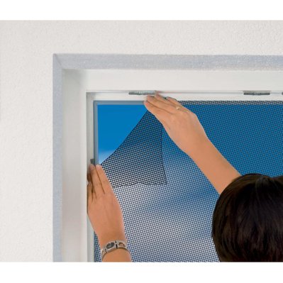 Moustiquaire fenêtre anthracite 28g/m² bande auto-agrippante 9,5 mm max 130x150 cm - 30961 - 4052329000403