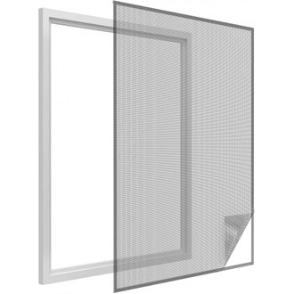 Moustiquaire fenêtre anthracite 28g/m² bande auto-agrippante 9,5 mm max 150x300 cm