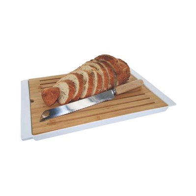 Planche à pain en bambou 38x27 cm avec couteau blanc - 47666 - 3700866339777