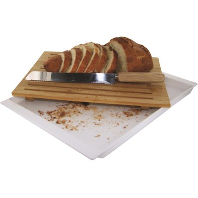 Planche à pain en bambou 38x27 cm avec couteau blanc - 47666 - 3700866339777