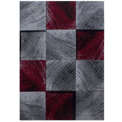 CARREAUX - Tapis à motifs carreaux en damier - Rouge et Gris 120 x 170 cm - PLUS1201708003RED - 3701479514551