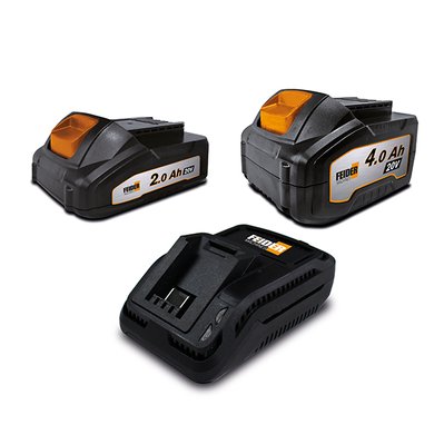 Batteries 20 V 2 & 4 Ah et chargeur 20V Feider - plateforme 1 - FB202B-A - 3661602022714