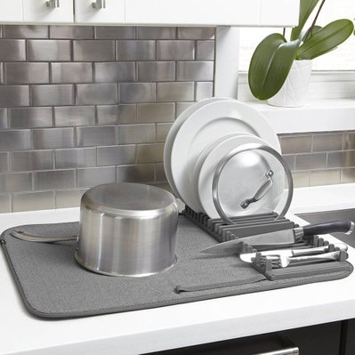 Tapis de séchage vaisselle pliable Udry gris - 19196 - 0028295475044