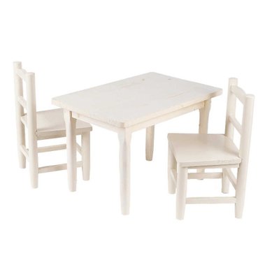 Salon enfant 1 table 2 chaises en pin blanchi - 3164 - 3238920634853