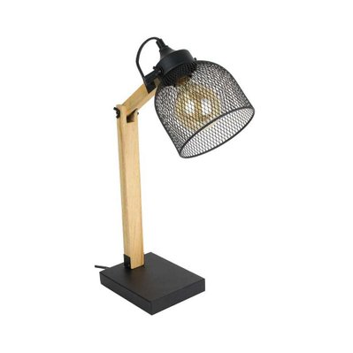 Lampe de bureau style industriel métal et bois noir - 30267 - 3664944048930