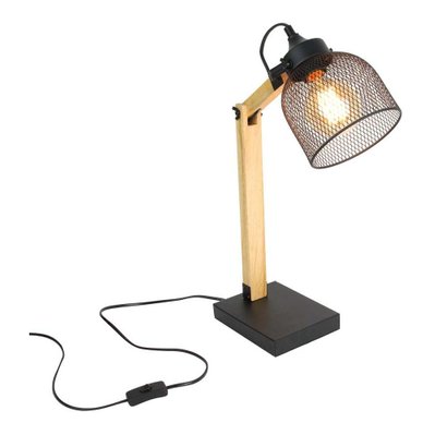 Lampe de bureau style industriel métal et bois noir - 30267 - 3664944048930