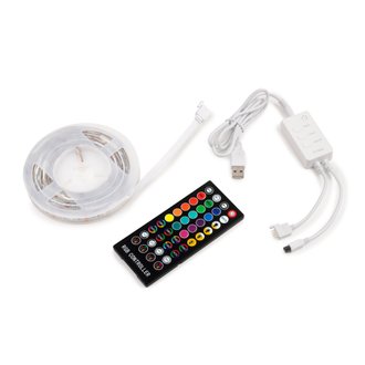 Emuca Kit de bande LED Octans RGB avec télécommande et contrôle WIFI via APP (5V DC), 4 x 0,5 m, Plastique, 1 ut.