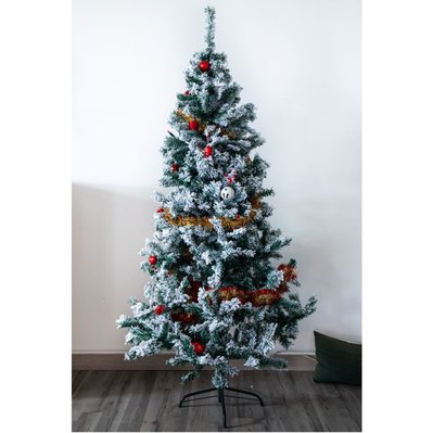Sapin de Noël Artificiel enneigé Oslo - 450 Branches épaisses - H. 150 cm - Blanc et Vert - 950011 - 3665549067128