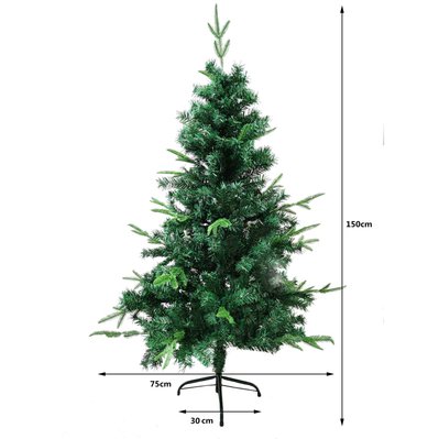 Sapin de Noël Artificiel - 450 Branches épaisses - Modèle Tallinn - H. 150 cm - Vert - 950017 - 3665549067180