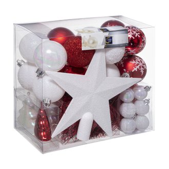 Kit de décoration pour sapin de Noël - 44 Pièces - Rouge et blanc