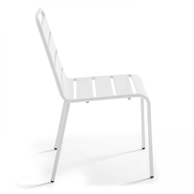 Ensemble table de jardin et 8 chaises en métal blanc 180 x 90 x 72 cm - 104670 - 3663095024909