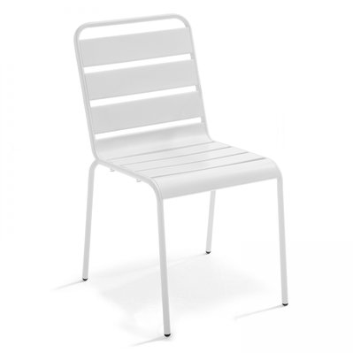 Ensemble table de jardin et 6 chaises en métal blanc 180 x 90 x 72 cm - 105574 - 3663095033314