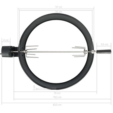 vidaXL Kit d'anneau de rôtissoire de barbecue 57 cm Noir - 44290 - 8719883572598