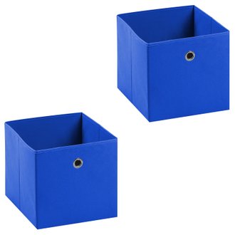 Lot de 2 boîtes de rangement ELA, en tissu bleu