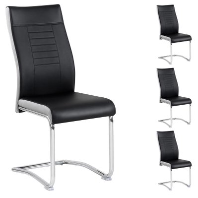 Lot de 4 chaises LOANO, en synthétique noir et gris - 93923 - 4016787939231