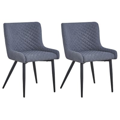 Lot de 2 chaises TAMPERE, fauteuils rembourrés en tissu gris et 4 pieds en métal noir - 93755 - 4016787937558
